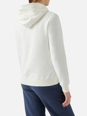 Virginia cotton hoodie in white with St. Moritz embroidery | ST. MORITZ SPECIAL EDITION