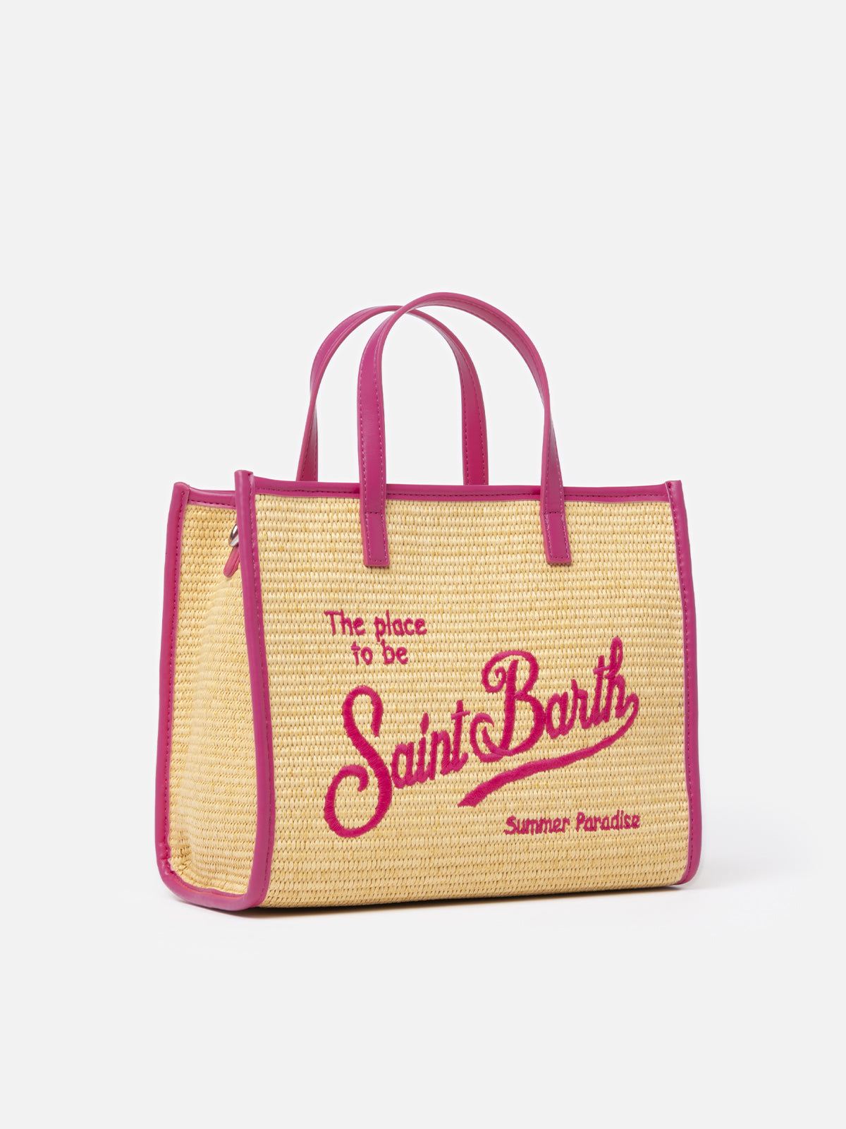 Beigefarbene Midi-Vivian-Strohhandtasche