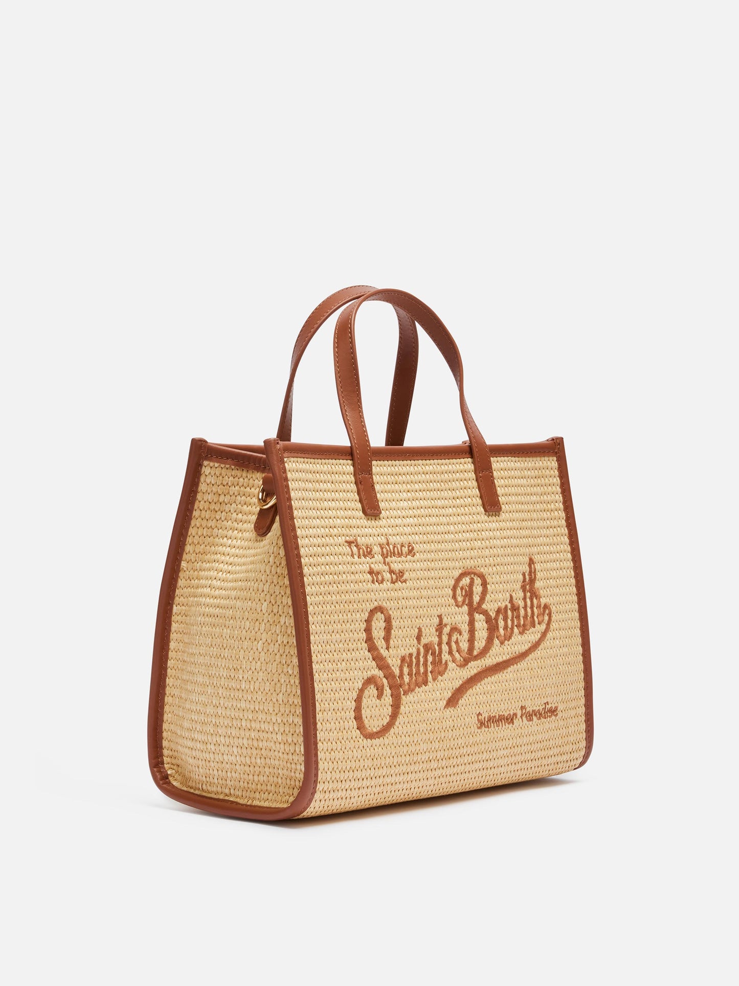 Beige Vivian Midi Straw handbag