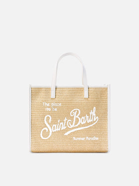 Vivian medium straw effect bag with white embroidered logo