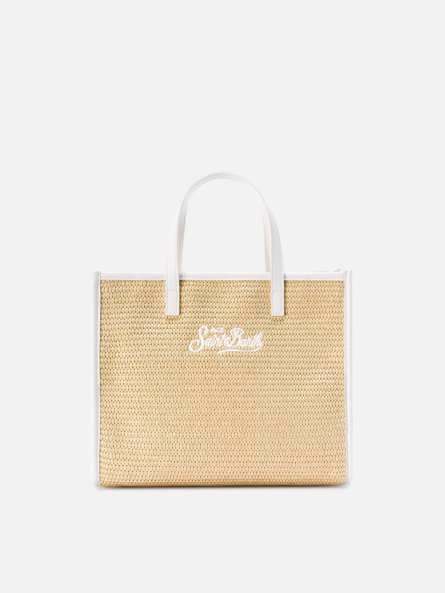 Vivian medium straw effect bag with white embroidered logo