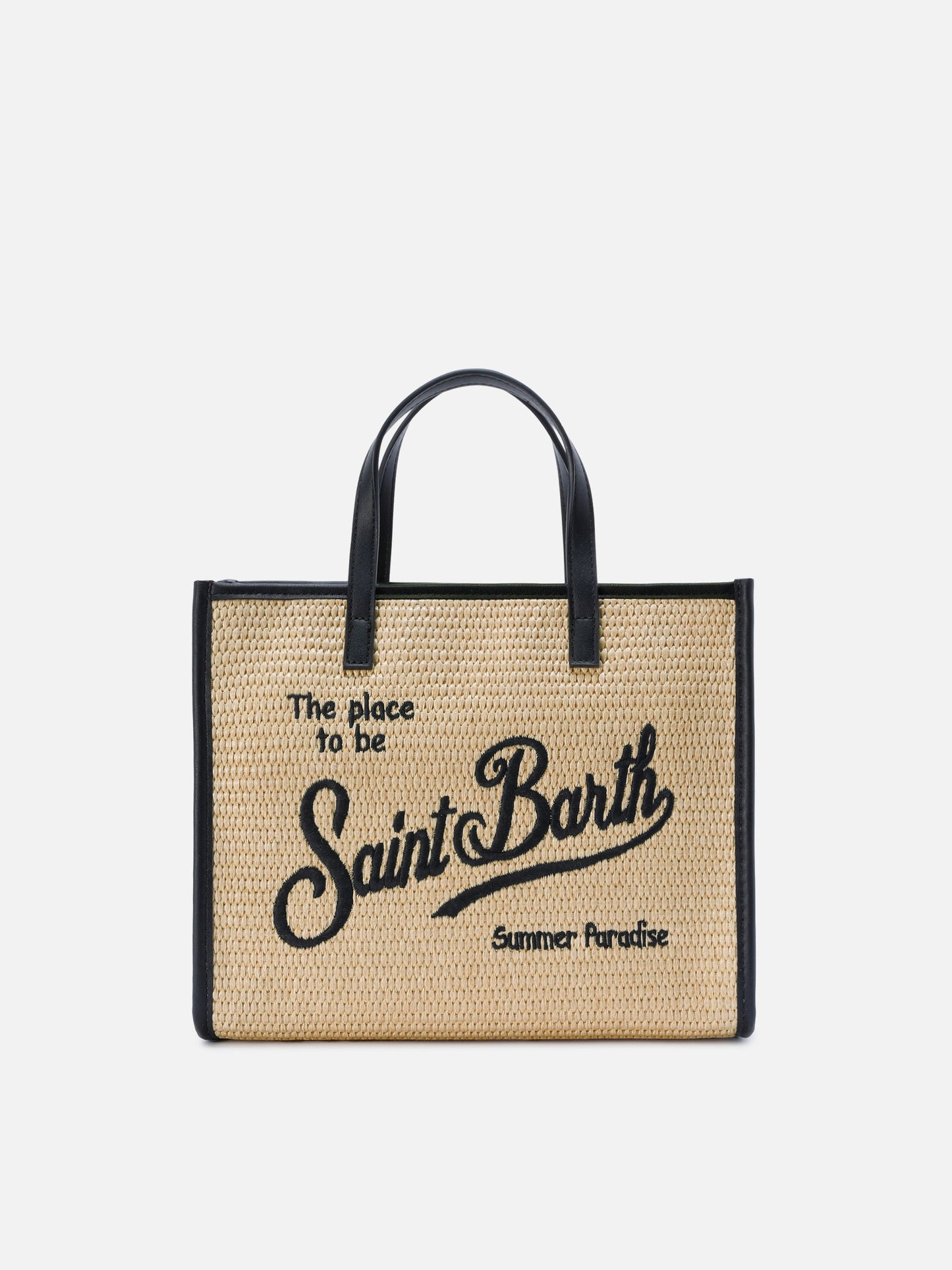Vivian medium straw effect bag with black embroidered logo