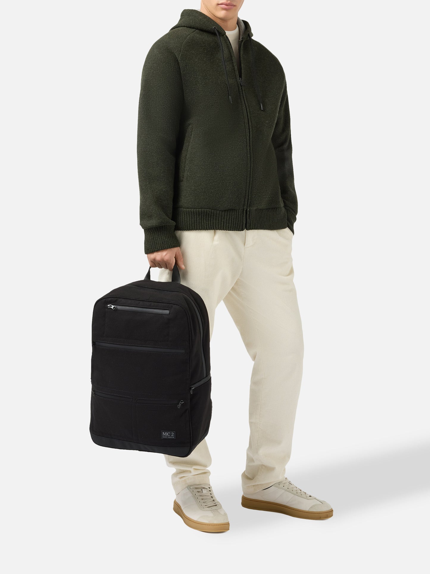 Zaino Wallin Felt in misto lana nero con dettagli in pelle