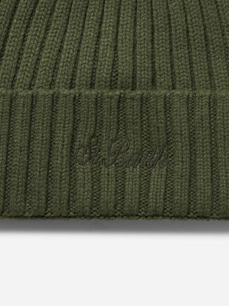 Cappello da uomo in cashmere a coste verde militare Wengen