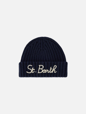 Navy blue Wengen beanie with St. Barth embroidery