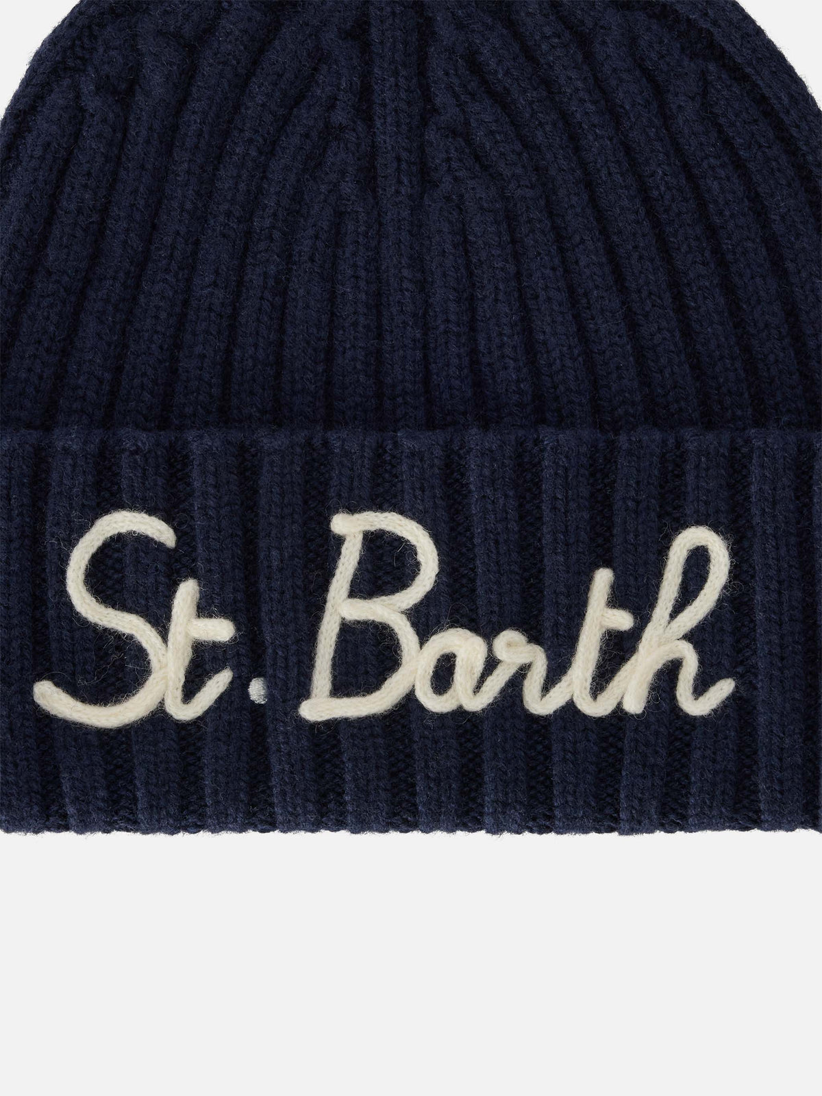 Navy blue Wengen beanie with St. Barth embroidery