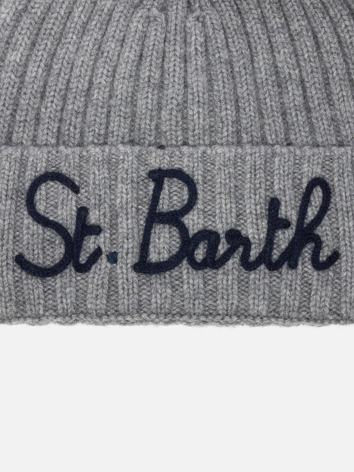 Wengen beanie in cashmere blend in grey with St. Barth embroidery