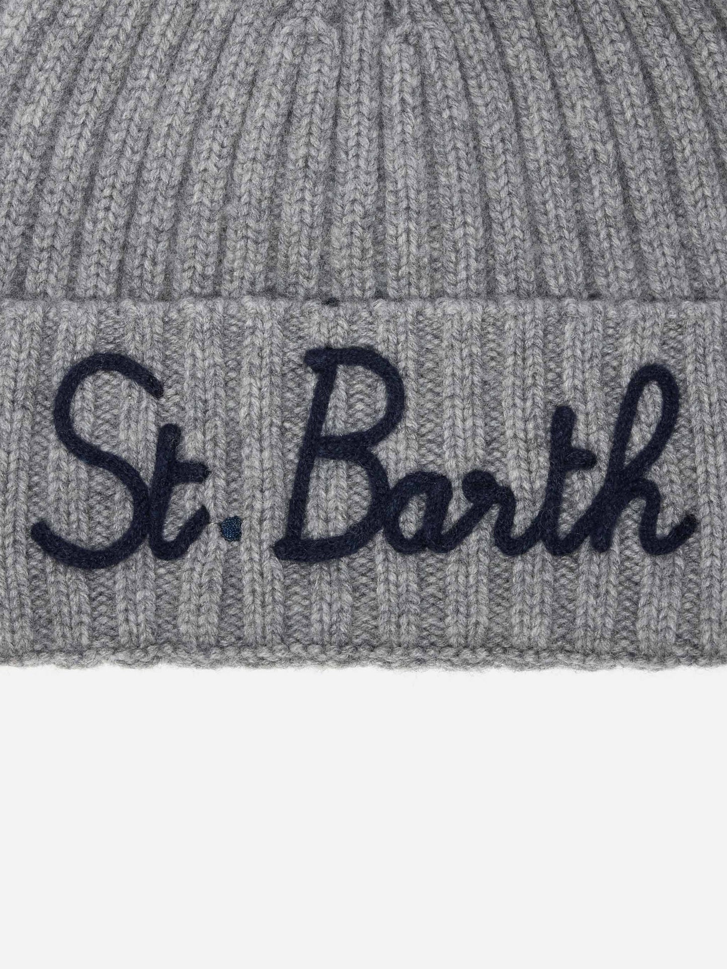 Wengen beanie in cashmere blend in grey with St. Barth embroidery