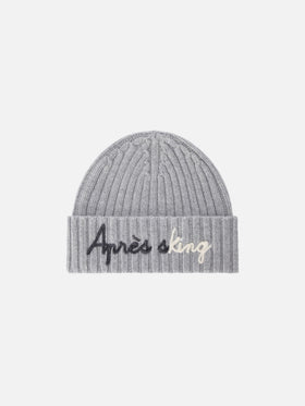 Light grey Wengen beanie with Après Sking embroidery