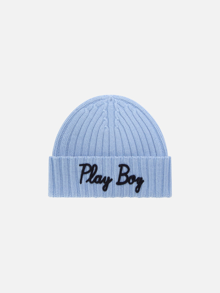 Leichte blue Wengen-Mütze mit Play Boy-Stickerei 