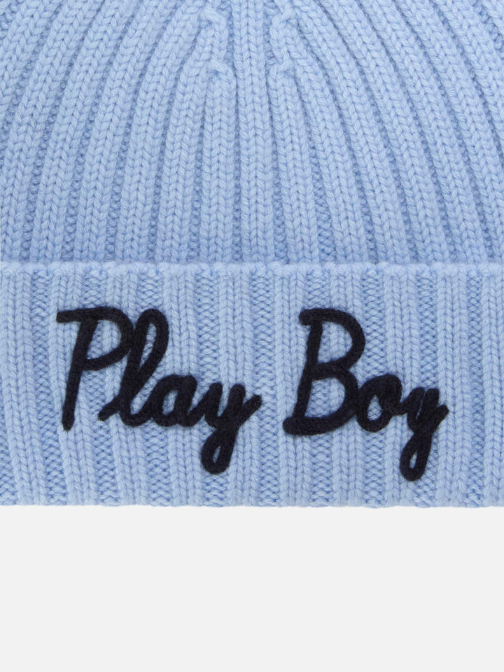 Leichte blue Wengen-Mütze mit Play Boy-Stickerei 