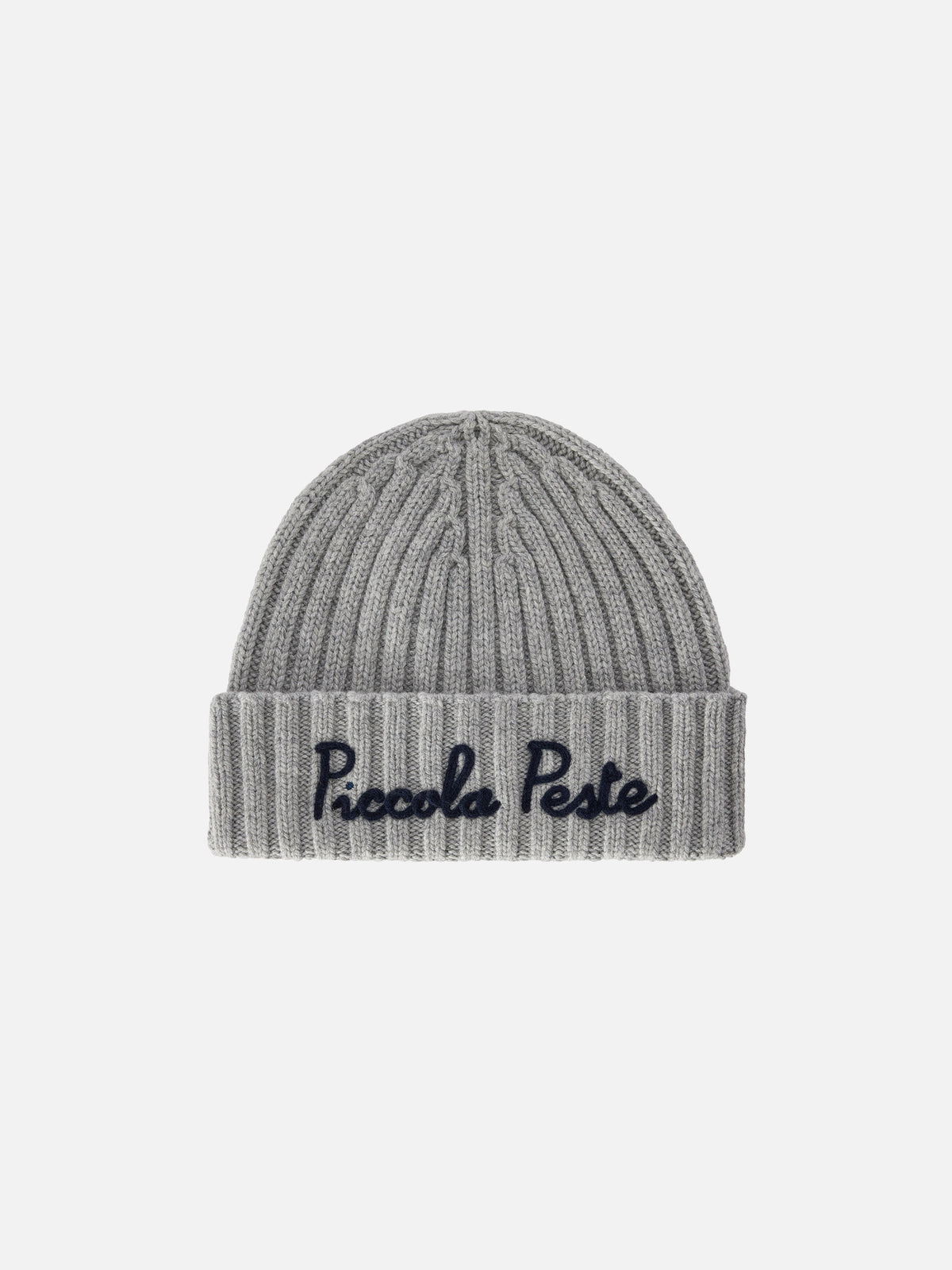 Bonnet Wengen gris avec broderie Piccola Peste 