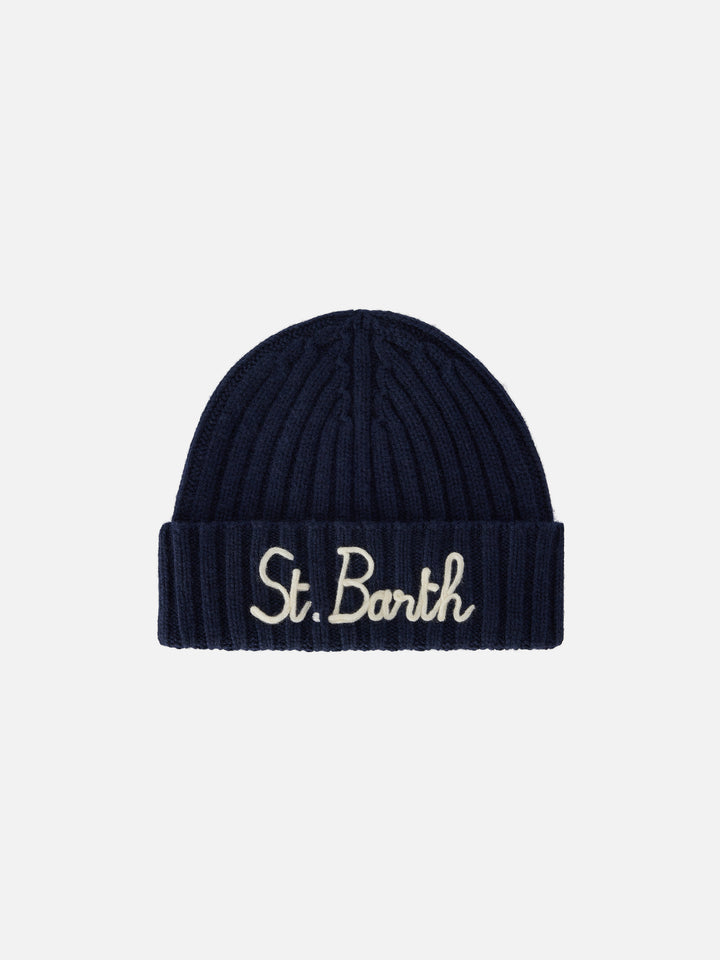 Gorro Wengen Navy blue con bordado St. Barth 