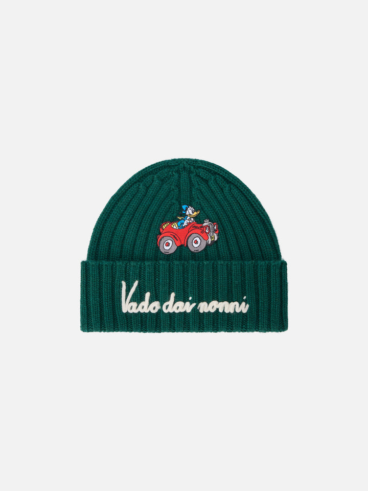 Green Wengen beanie with Vado Dai Nonni embroidery | Special edition
