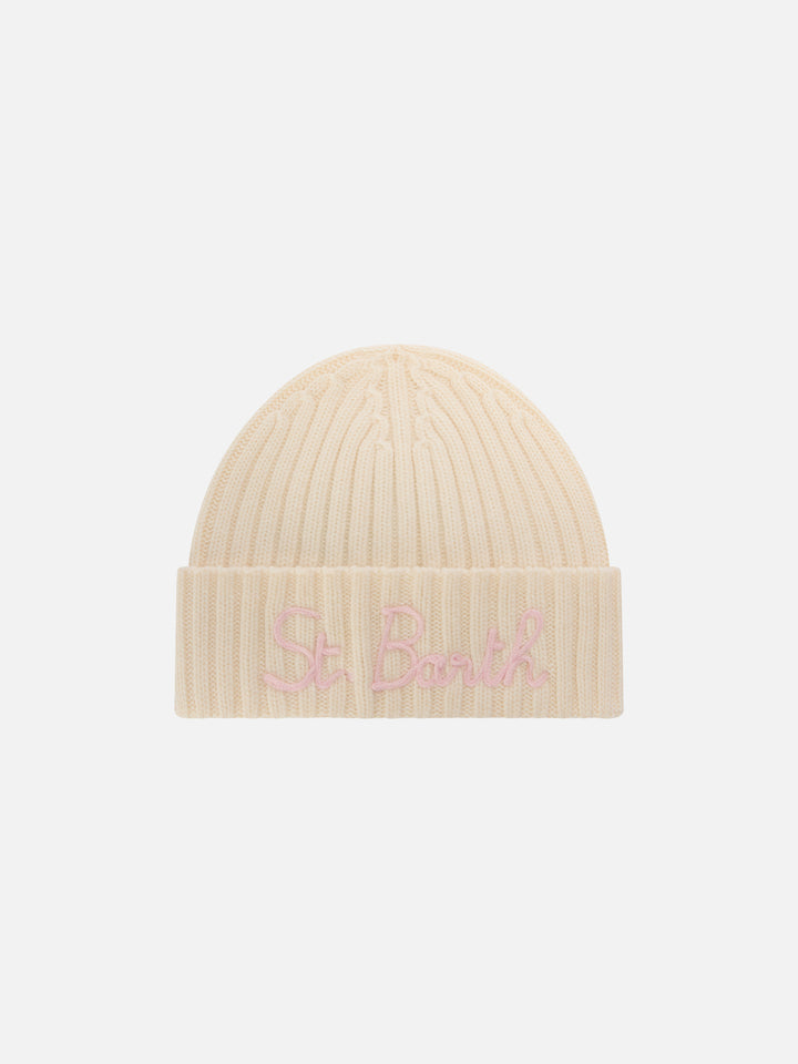 Off-White Wengen-Beanie mit rosafarbener St. Barth-Stickerei 