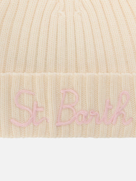 Off-White Wengen-Beanie mit rosafarbener St. Barth-Stickerei 