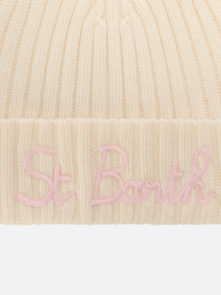 Off-White Wengen-Beanie mit rosafarbener St. Barth-Stickerei 