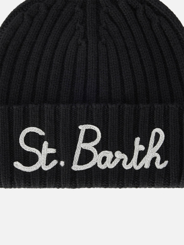 Black Wengen beanie with St. Barth embroidery