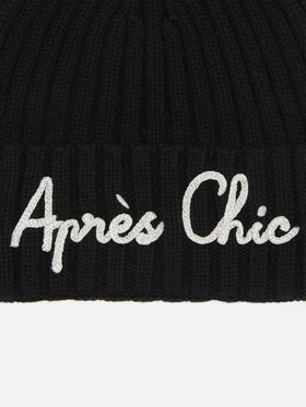 Wengen beanie in cashmere blend in black with lurex Après Chic embroidery