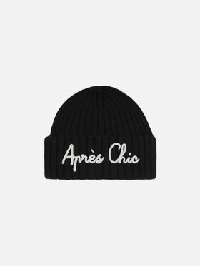 Wengen beanie in cashmere blend in black with lurex Après Chic embroidery