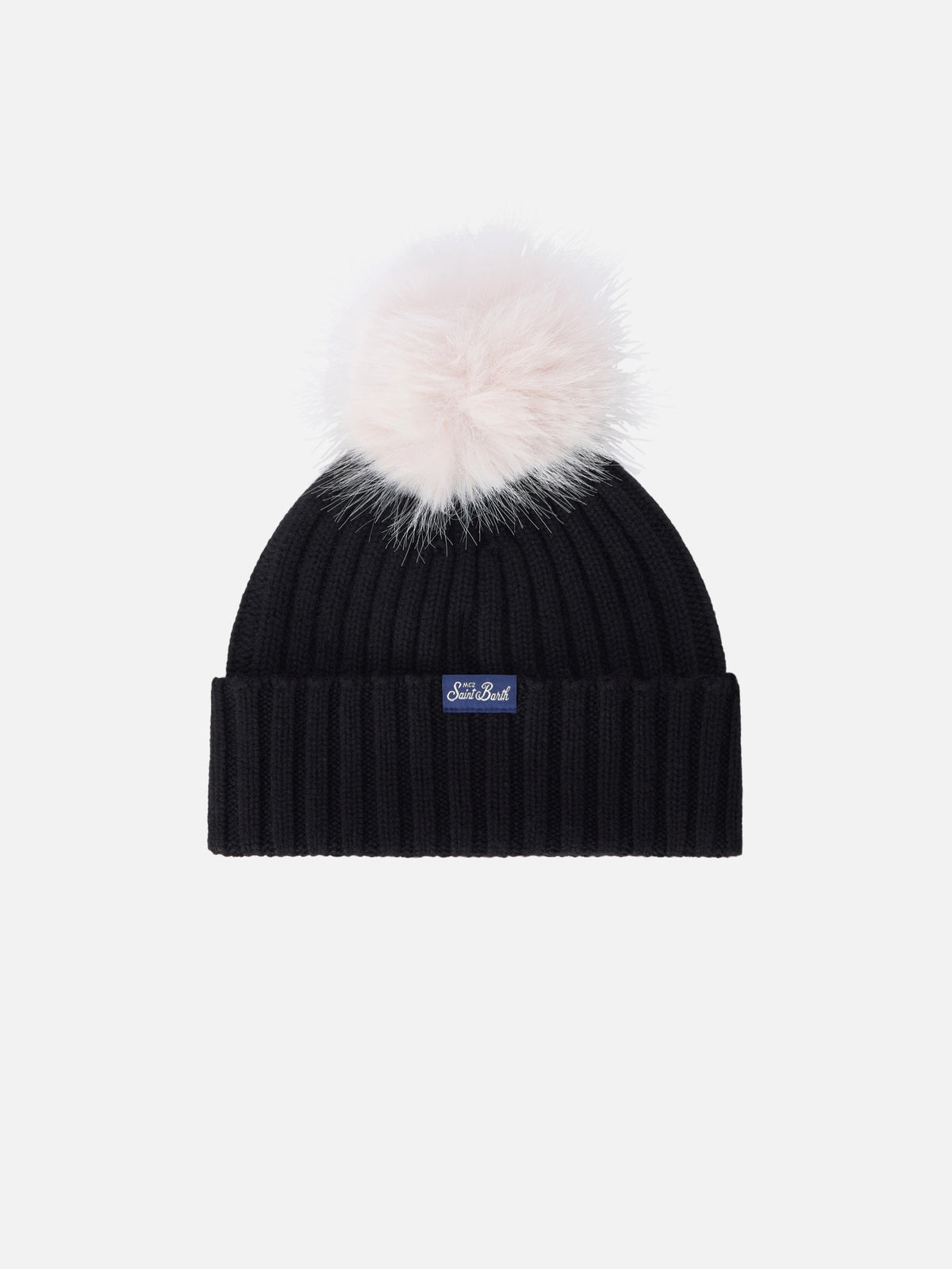 Black Wengen beanie with pompom and Diva embroidery