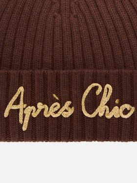 Brown Wengen beanie with Après Chic embroidery