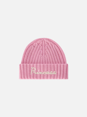 Gorro beanie Wengen rosa con bordado Princess 