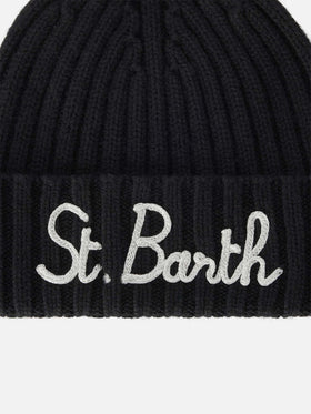 Bonnet Wengen noir avec logo brodé 