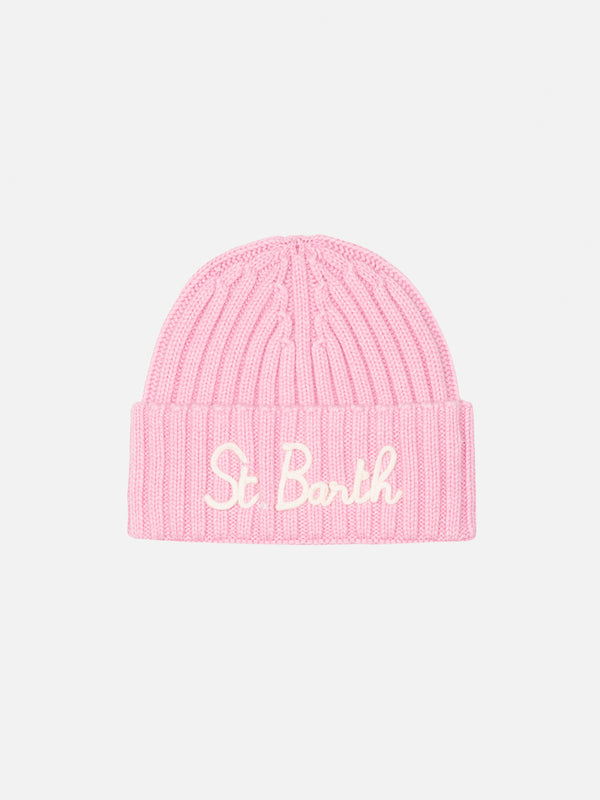 Girl pink hat Wengen with St. Barth embroidery