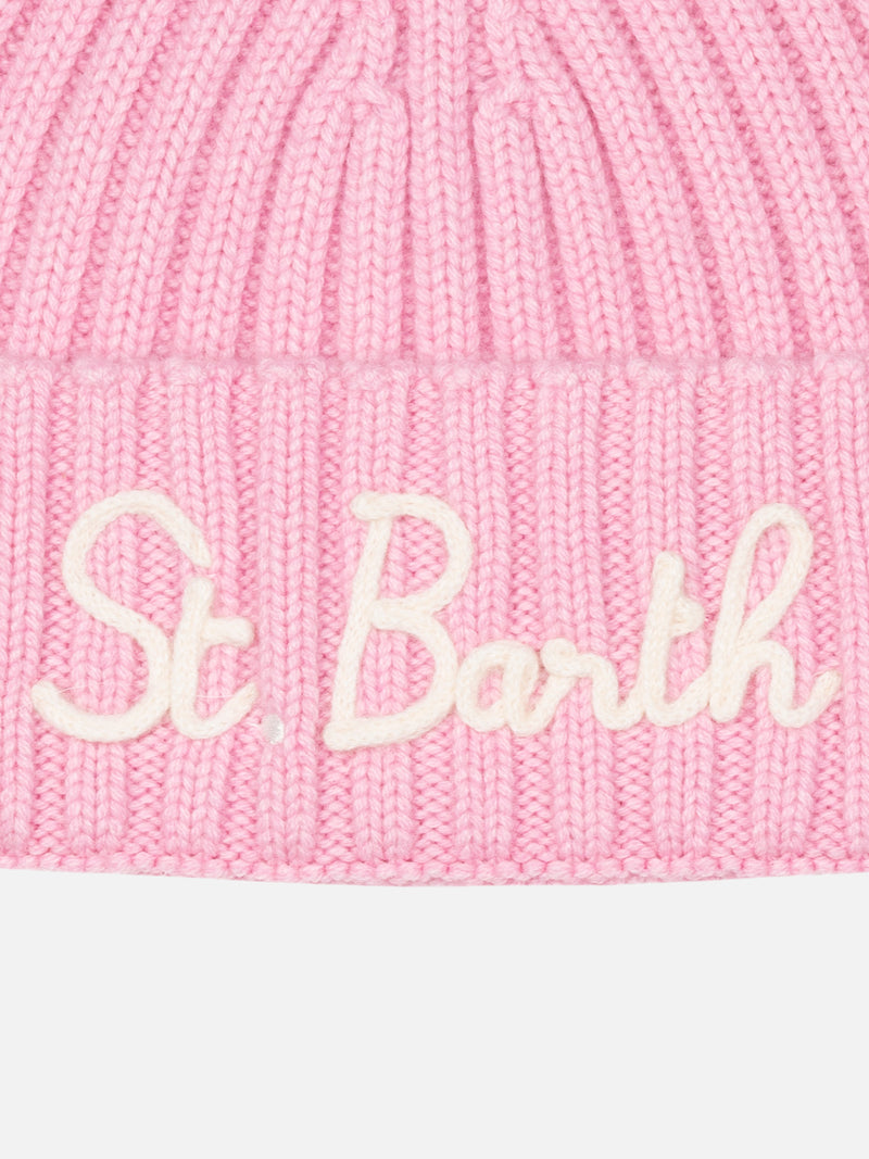 Girl pink hat Wengen with St. Barth embroidery