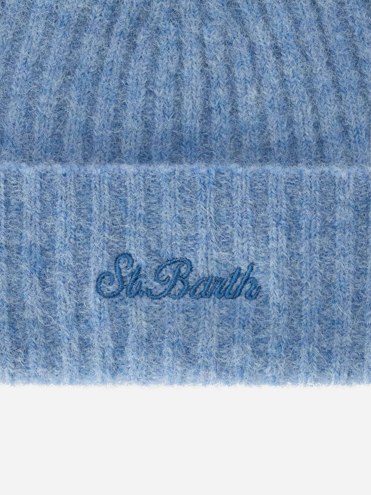 Leichte blue Wengen Mütze aus Alpaka-Mix mit Logostickerei 