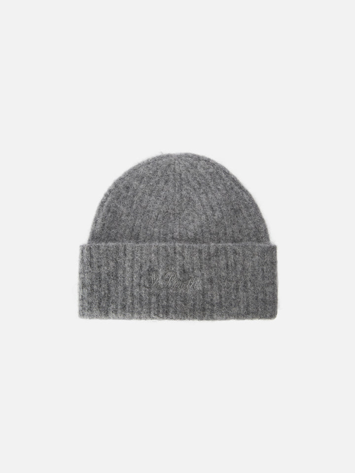 Grey mélange stretch alpaca hat Wengen