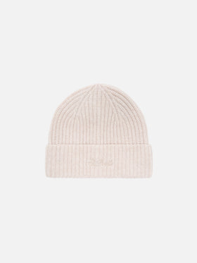 Beige Wengen Kaschmir-Mütze 
