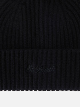 Bonnet Wengen noir en cachemire 