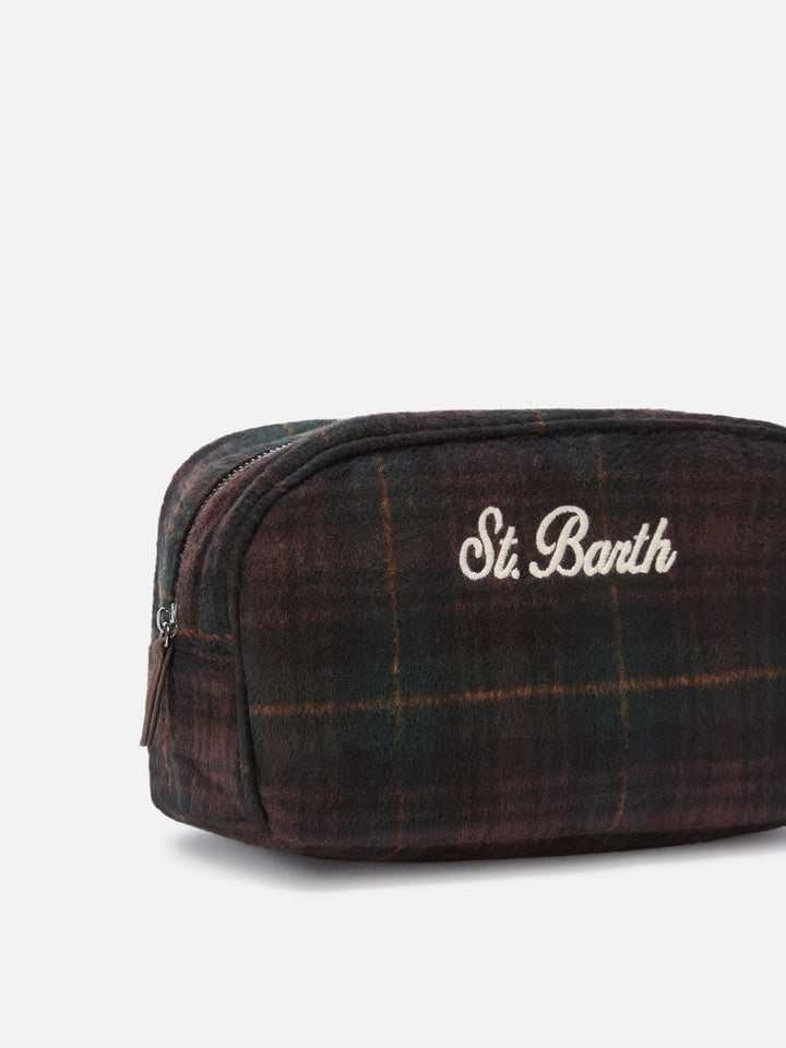 Westwood wool blend beauty case with tartan pattern