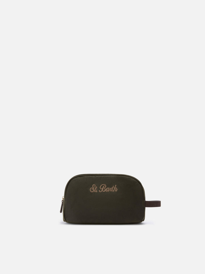 Neceser encerado Westwood verde militar con bordado del logo 