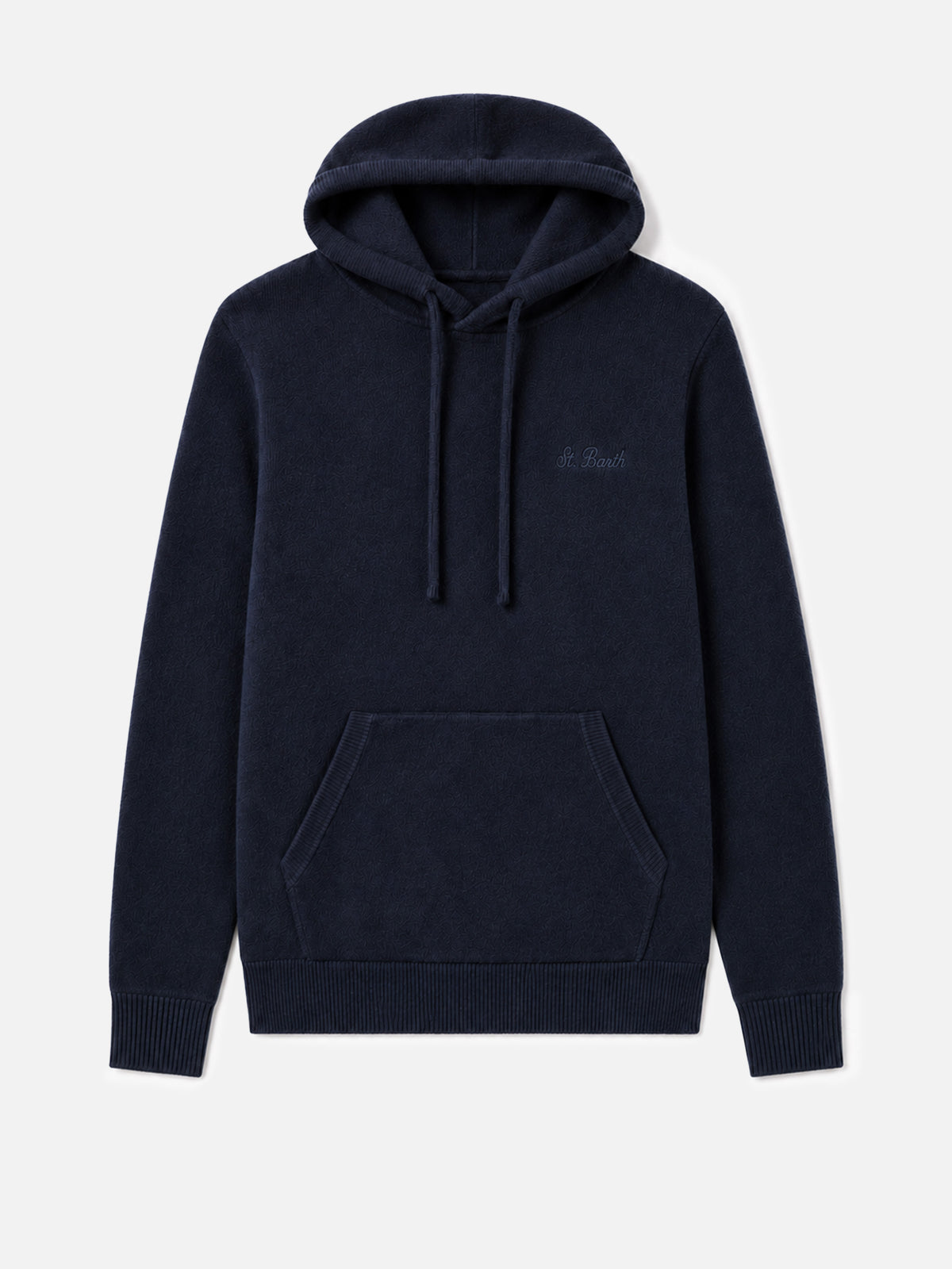 Maglione con cappuccio Mahony in lambswool blu navy