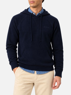 Maglione con cappuccio Mahony in lambswool blu navy