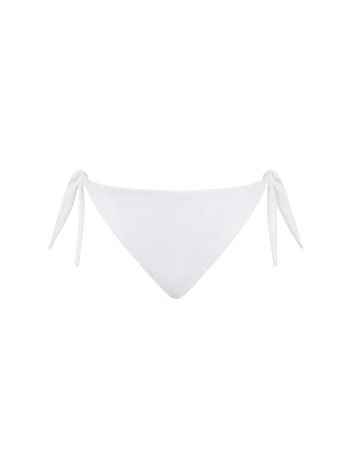 Woman white bandeau bikini Athena Yali with rhinestones