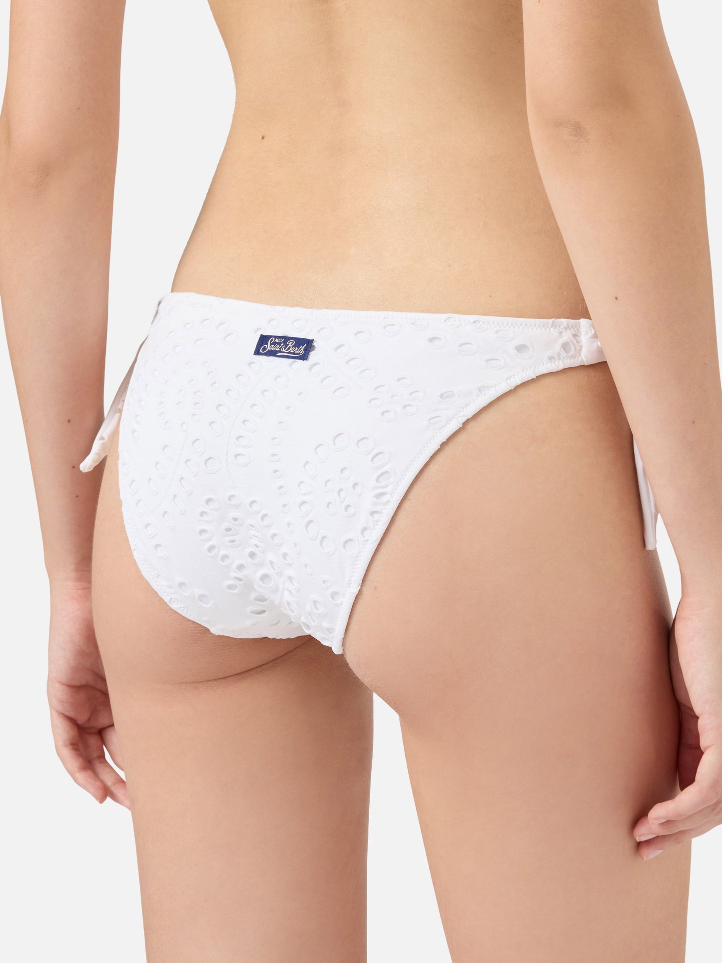 Yali black Sangallo lace classic swim briefs - Paloma white Sangallo lace scoop bralette