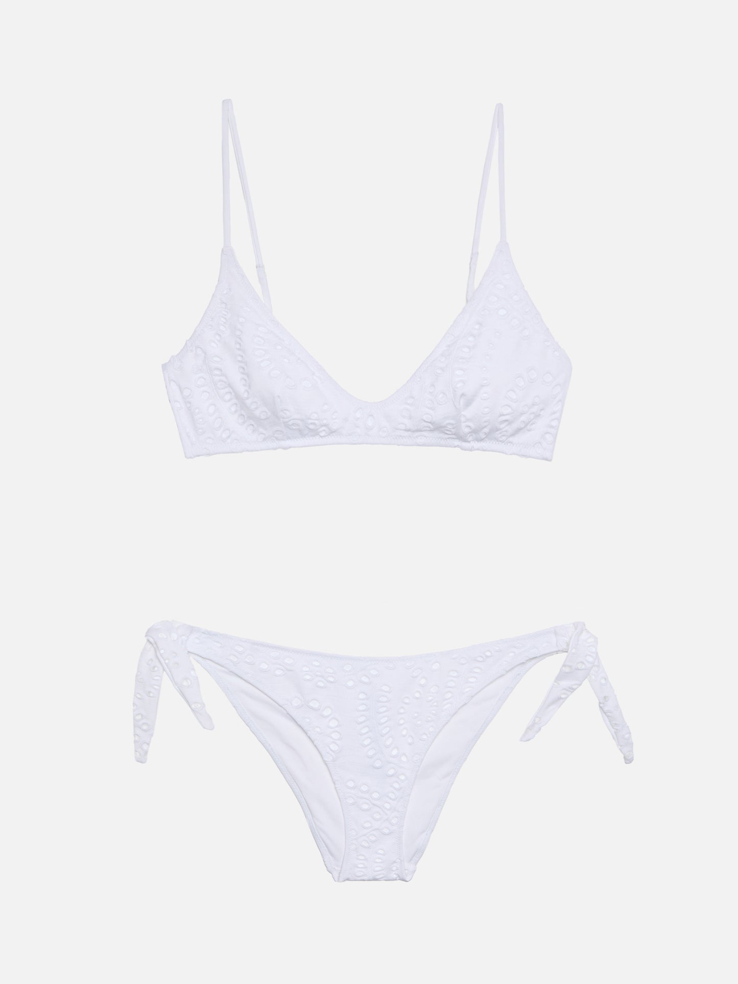 Yali black Sangallo lace classic swim briefs - Paloma white Sangallo lace scoop bralette