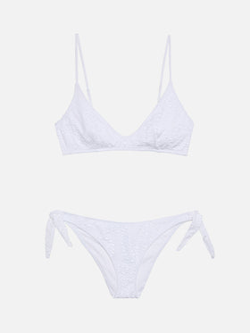 Yali black Sangallo lace classic swim briefs - Paloma white Sangallo lace scoop bralette