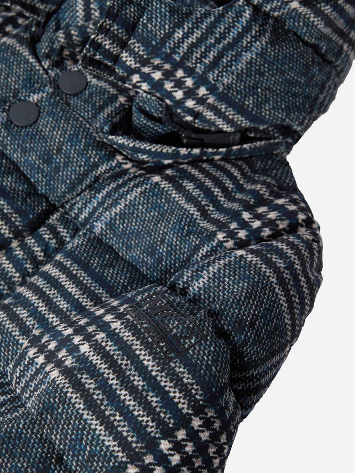 Hooded down padded jacket Baxter with Prince of Wales print