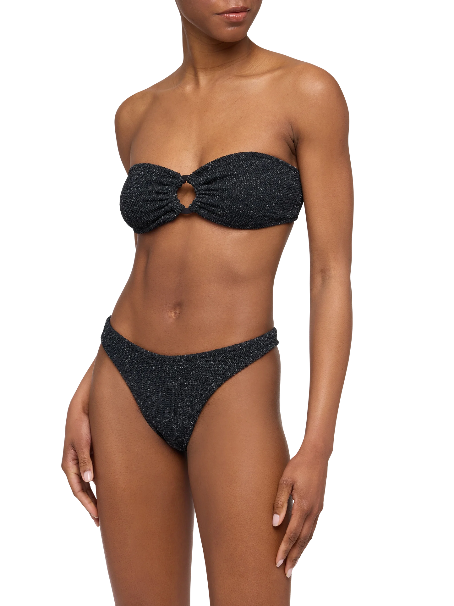 Bandeau bikini Yulia Elise in black crinkle lurex