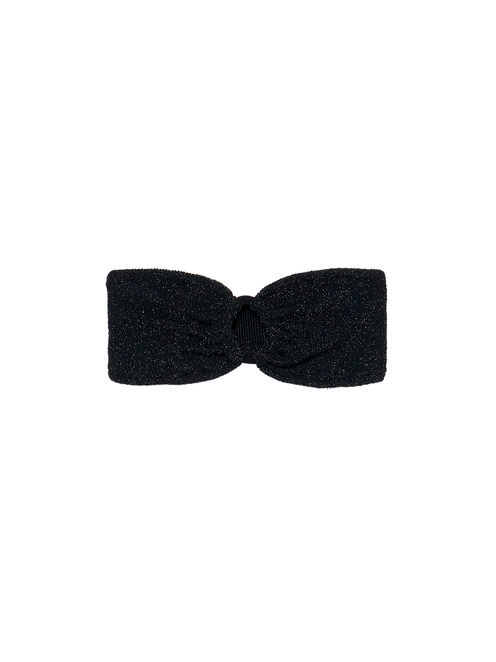 Yulia schwarzes Lurex-Crinkle-Bandeau-Top