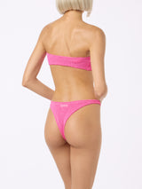 Bikini da donna a fascia rosa crinkle Yulia Naomi