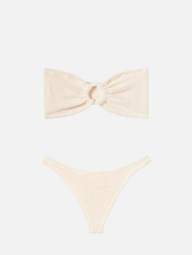 Bandeau-Bikini Yulia Naomi in Crinkle-Beige