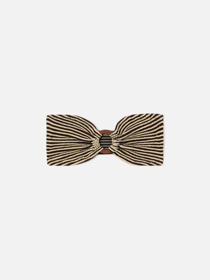 Yulia bandeau bikini top in striped crinkle fabric