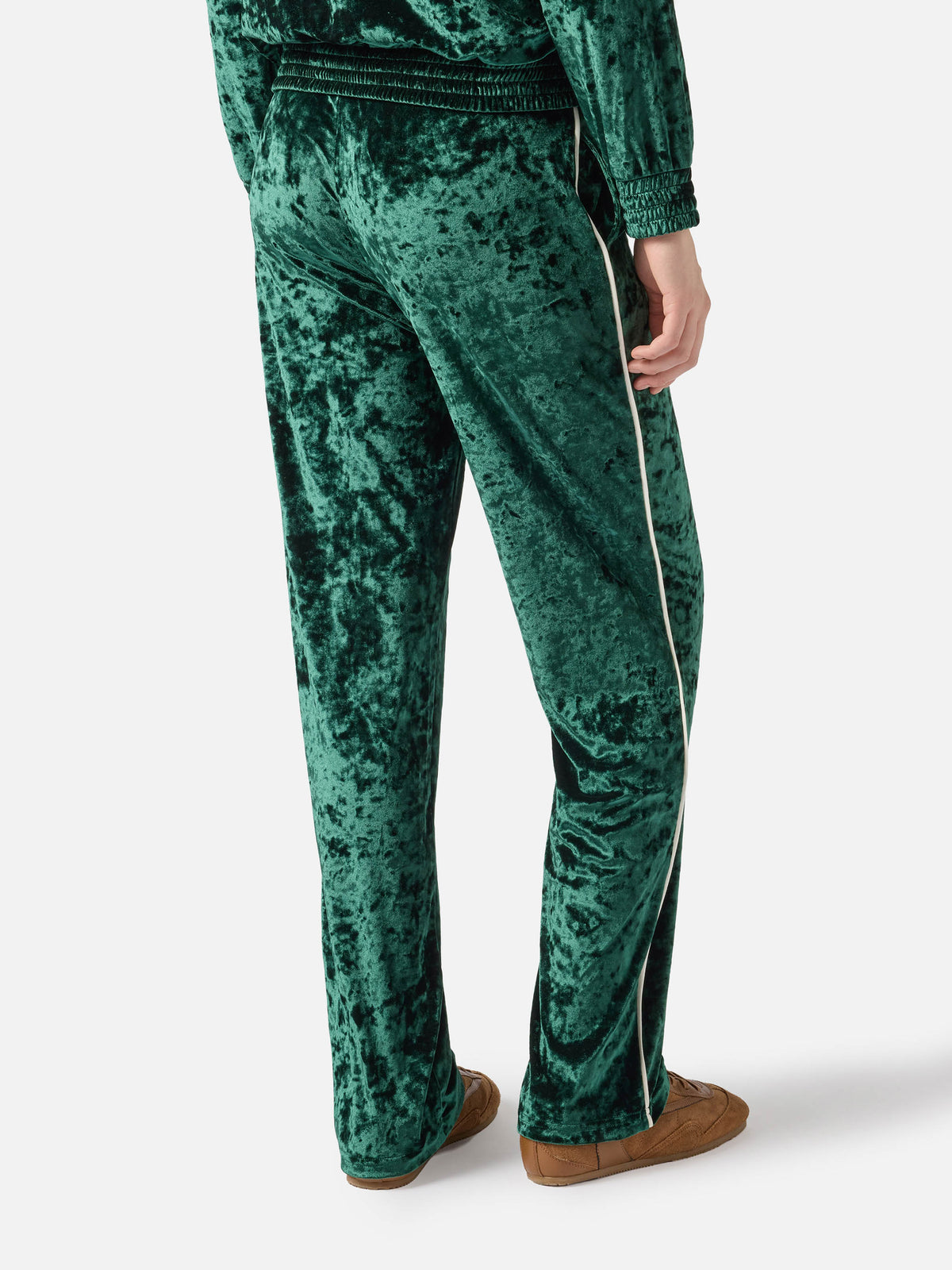 Dark green Yvonne chenille jogger pants with logo embroidery