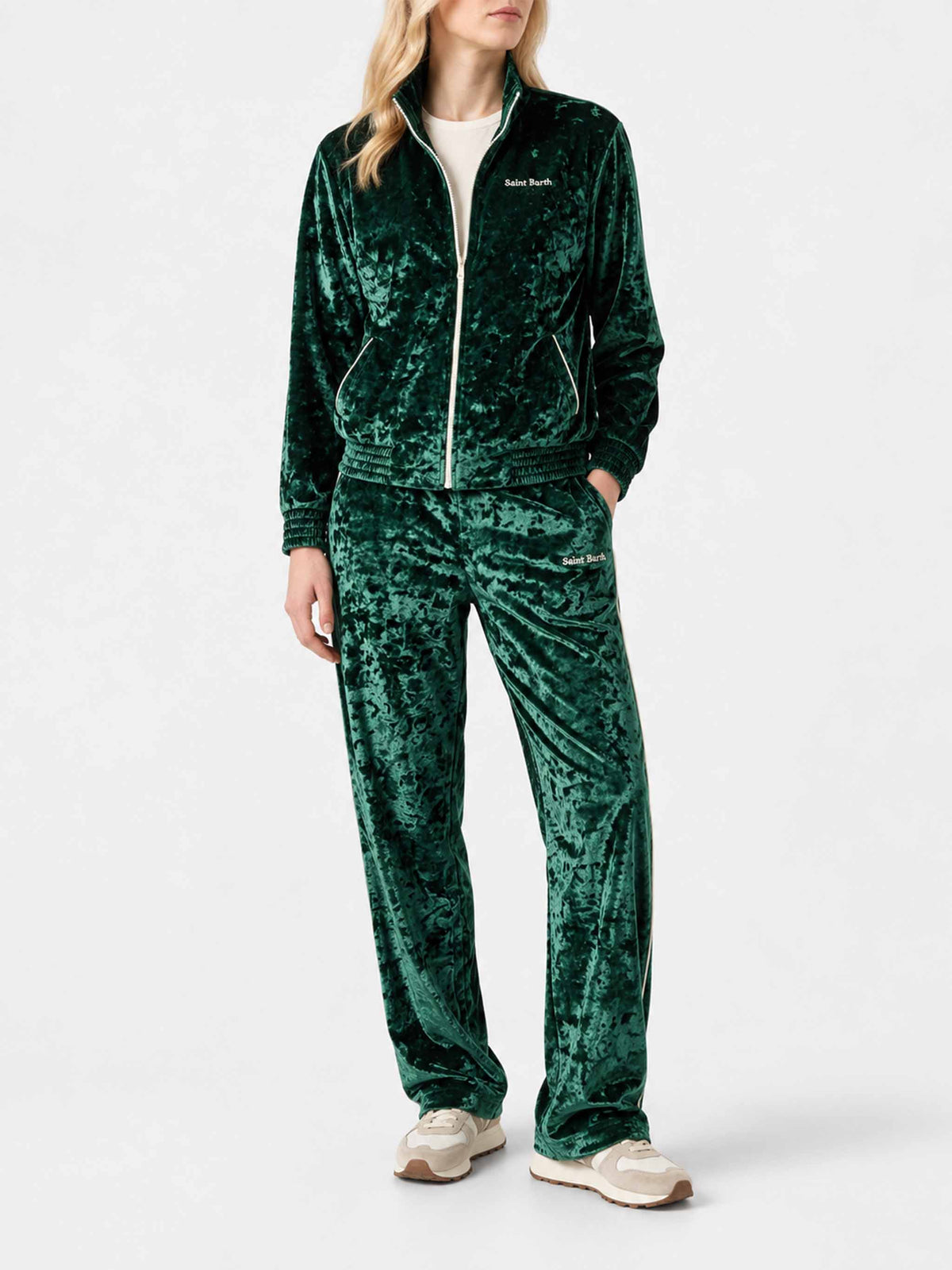 Yvonne grüne Chenille-Hose 